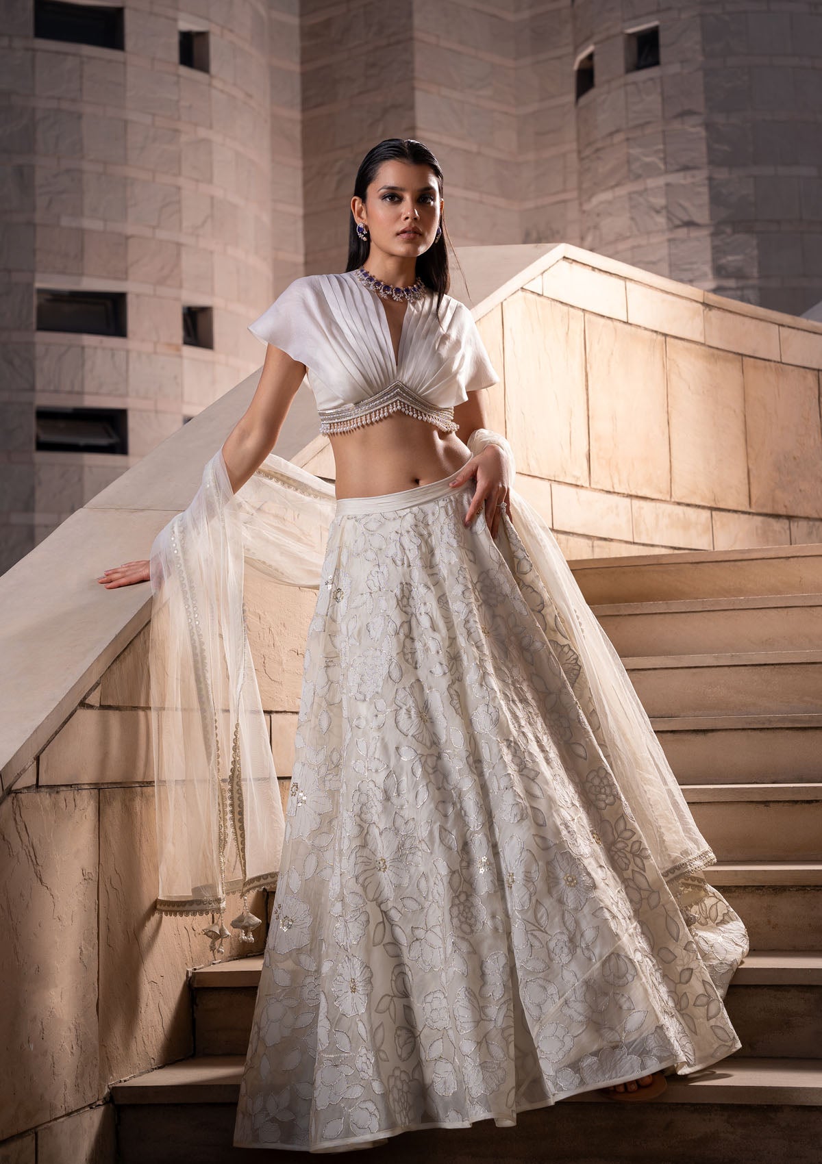 Ivory Jaal Lehenga Set
