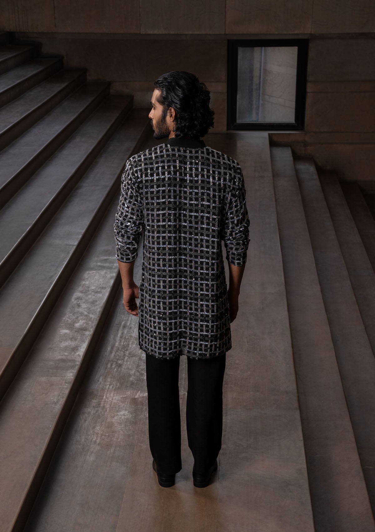 Coal Checkered Kurta Set