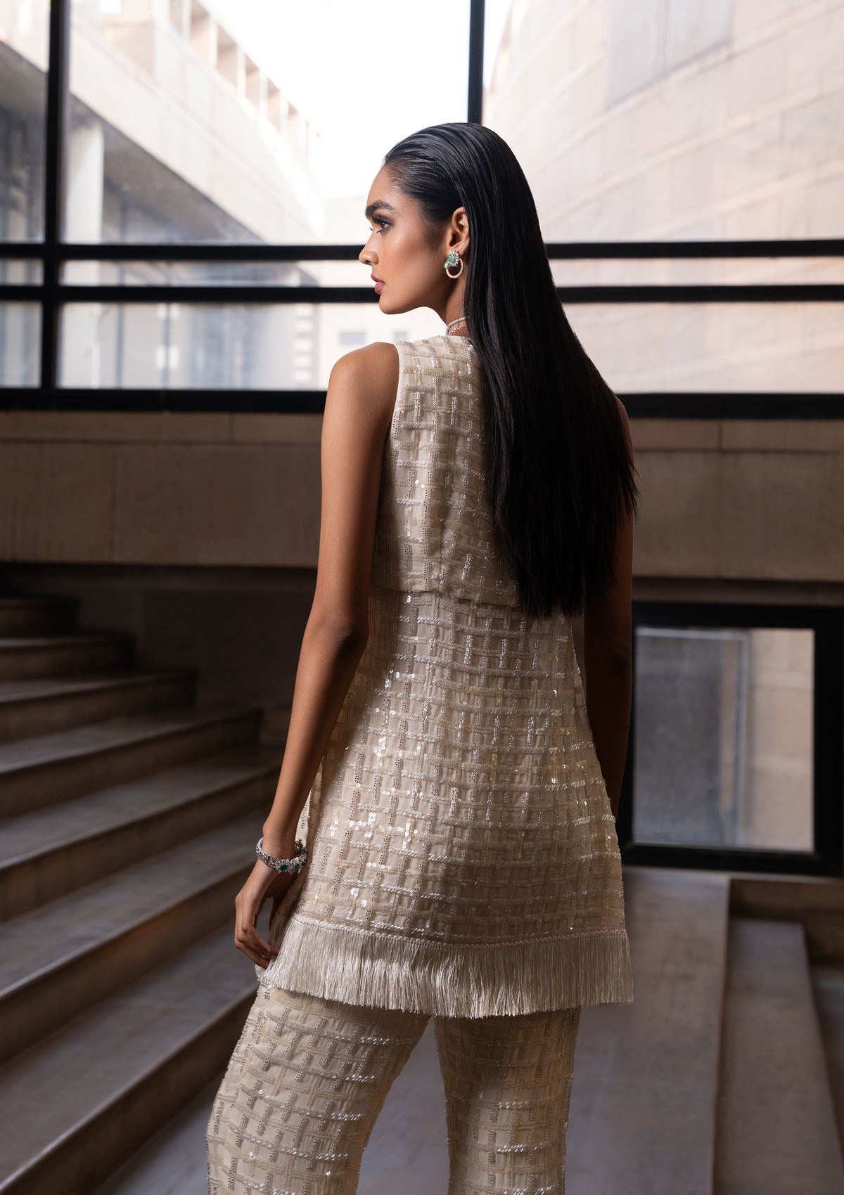 Kajal Aggarwal in Ivory Checkered Tunic Set
