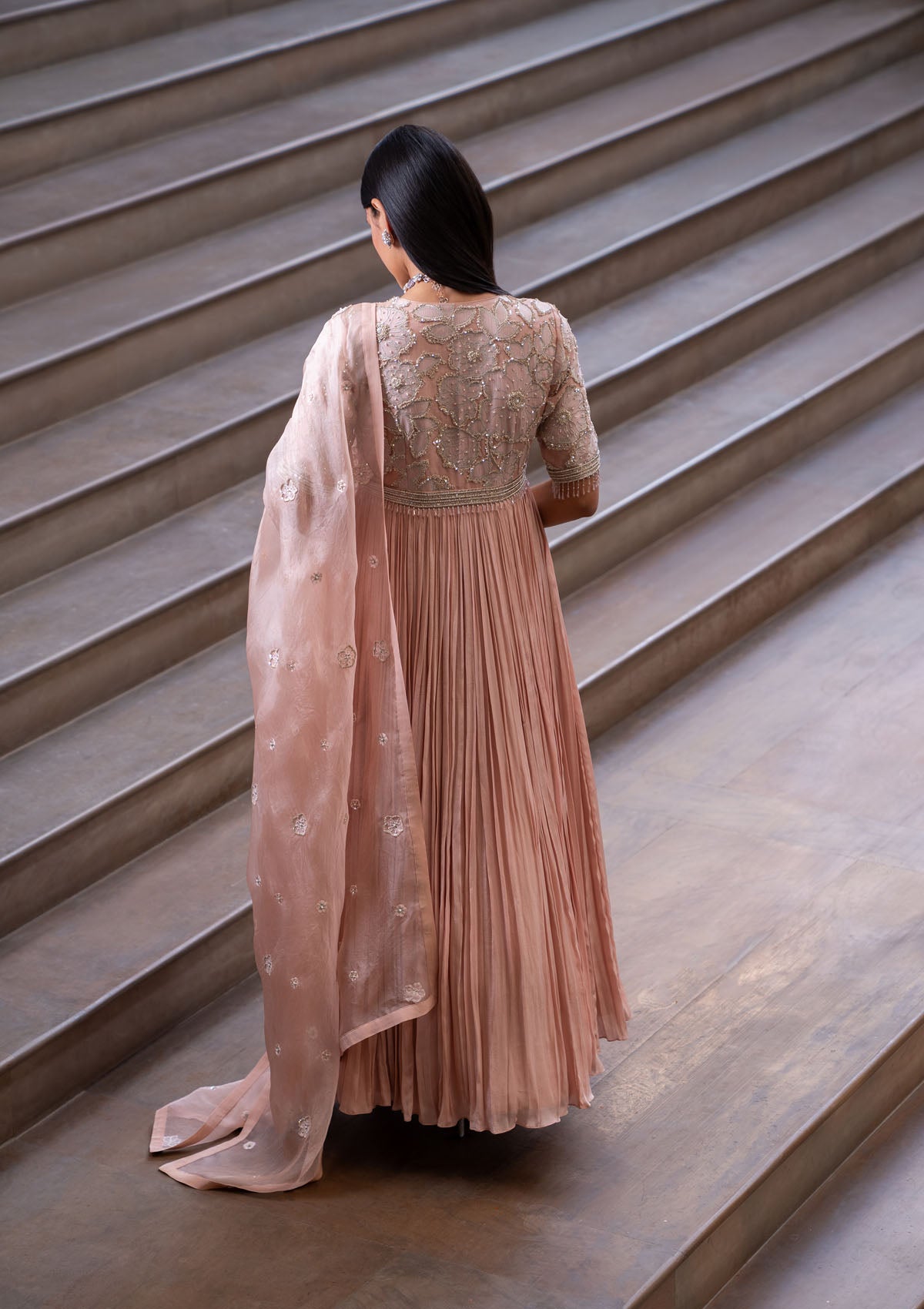 Sakshi Sindhwani in Blush Embellished Anarkali Set