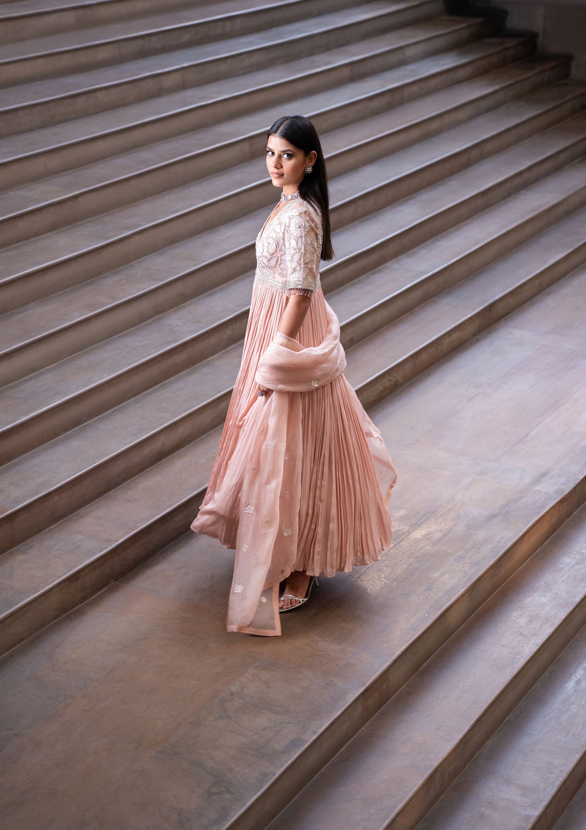 Sakshi Sindhwani in Blush Embellished Anarkali Set