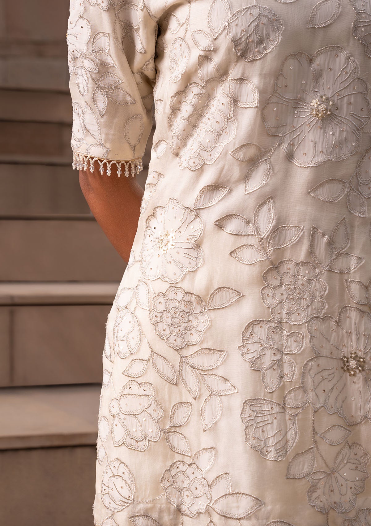 Shamita Shetty in Ivory Jaal Gharara Set