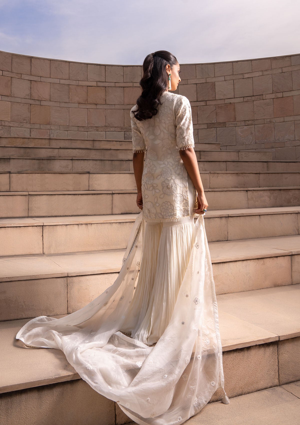Shamita Shetty in Ivory Jaal Gharara Set