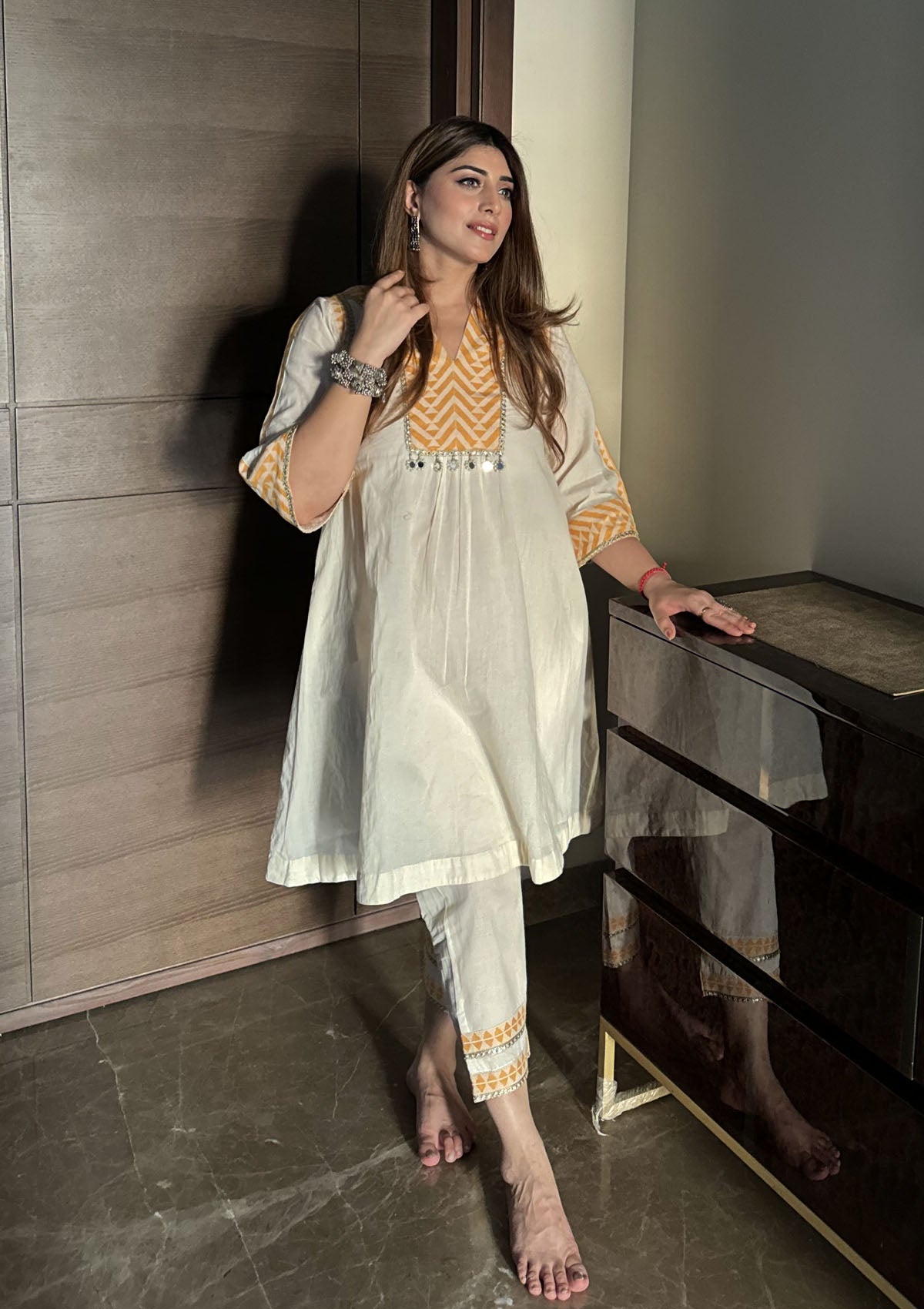 Honey Aztec Kurta Set