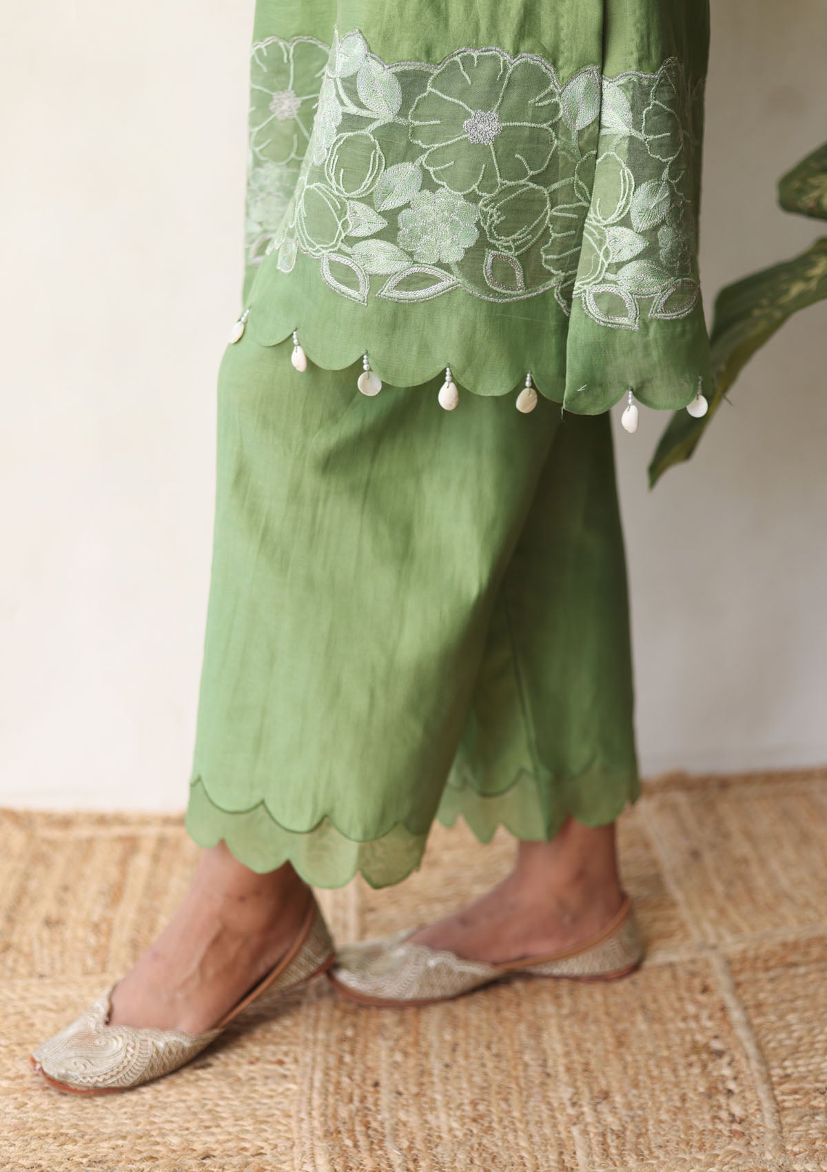 Sage Applique Kurta Set