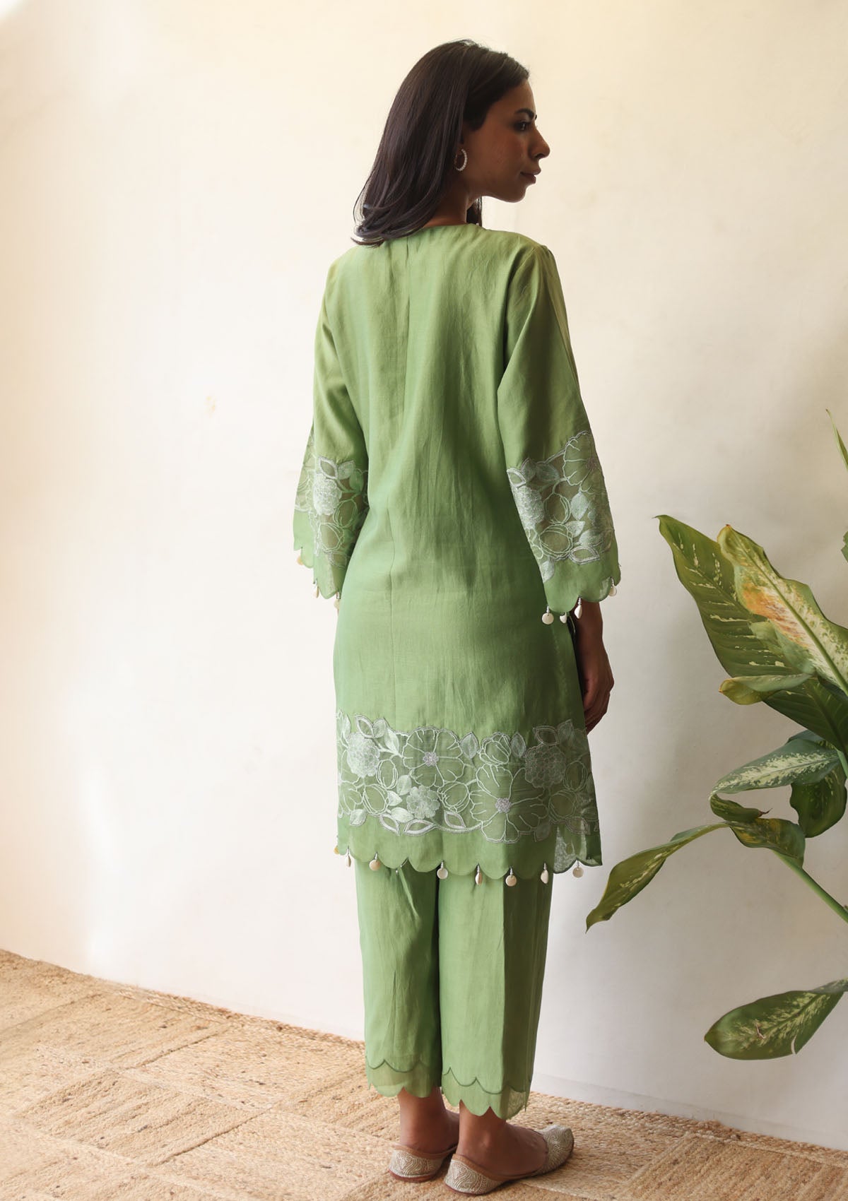 Sage Applique Kurta Set