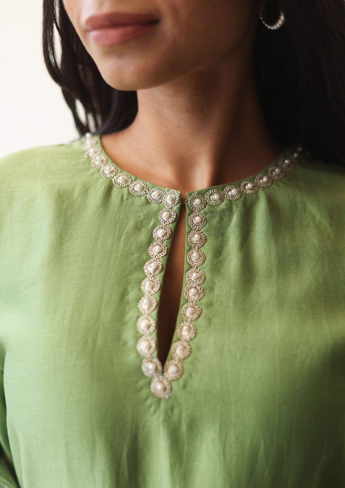 Sage Applique Kurta Set