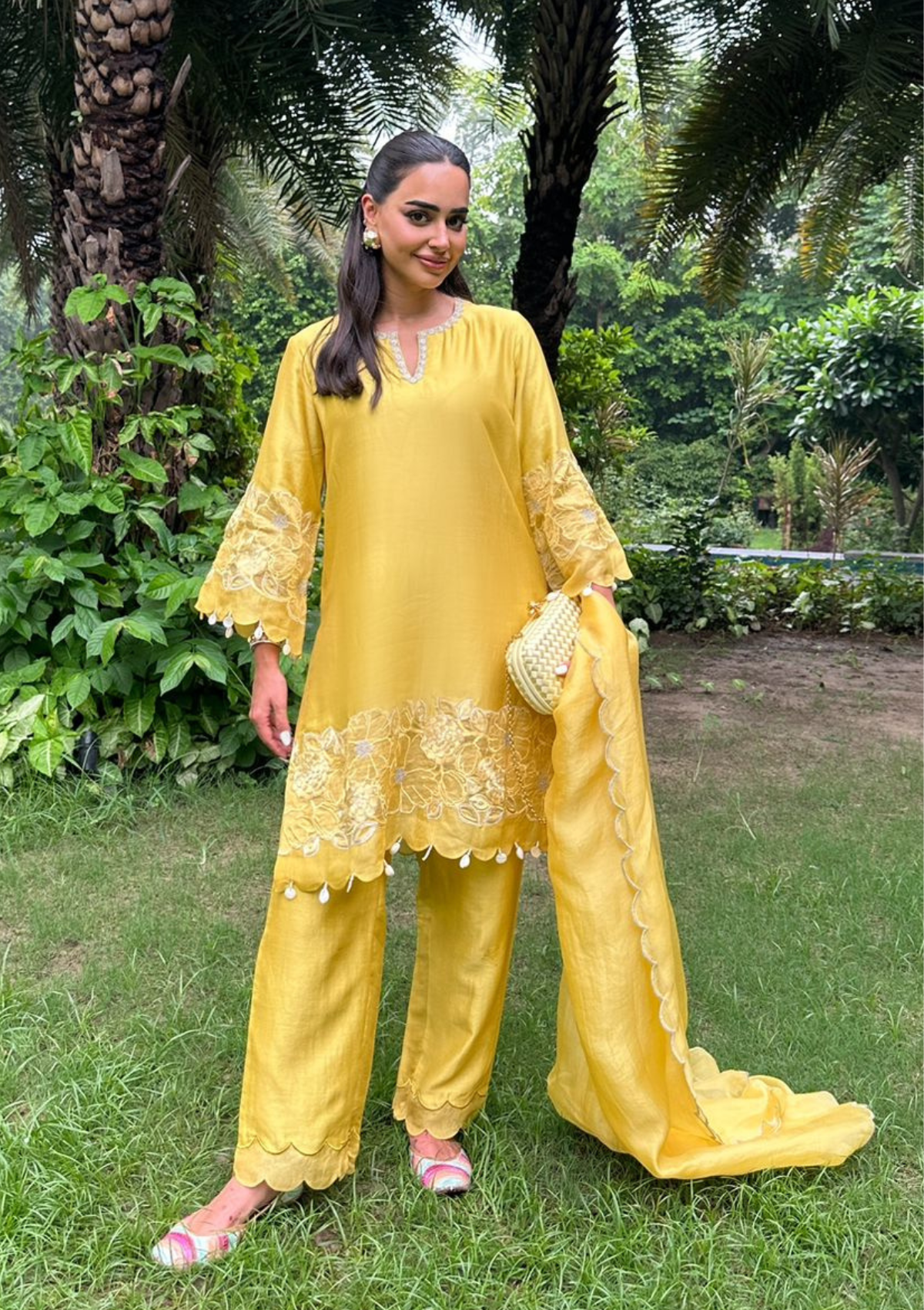 Shehnaaz Gill in Honey Applique Kurta Set