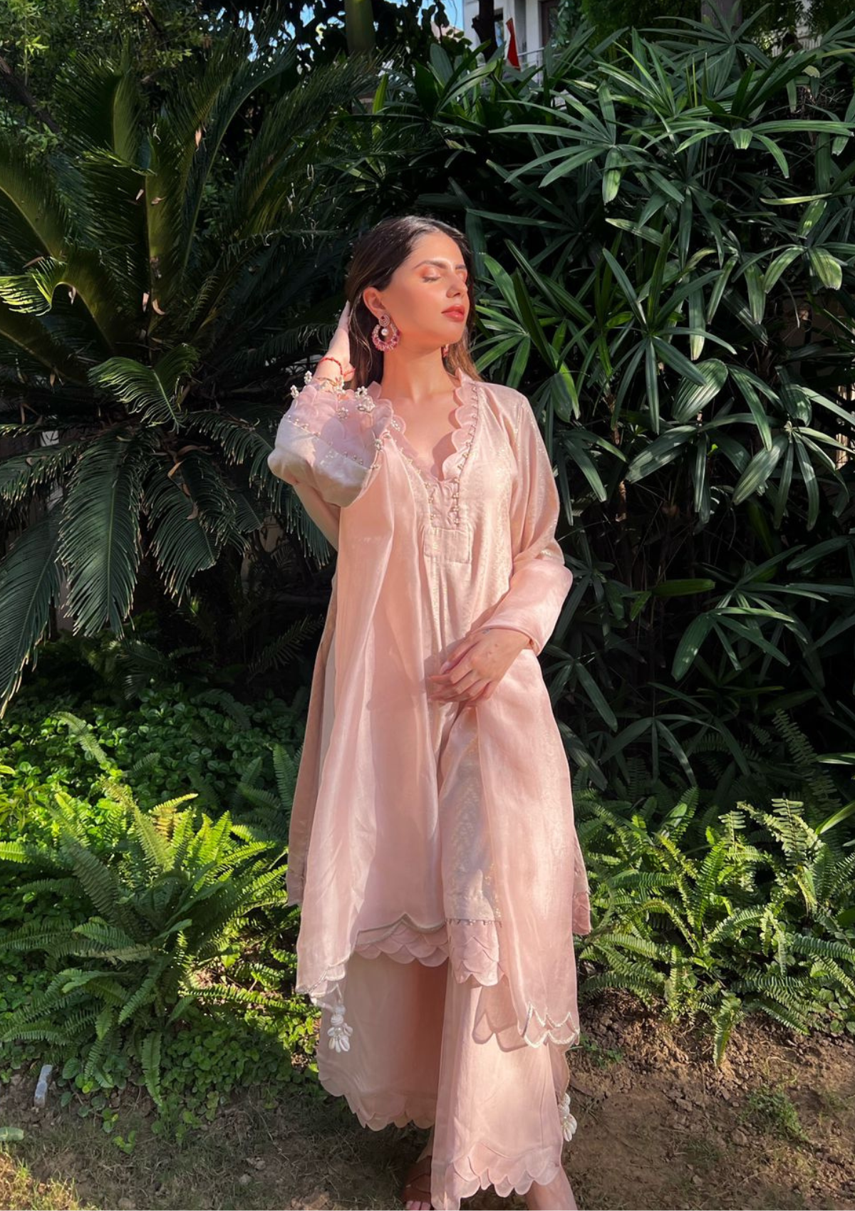 Blush Scalloped Kurta Set - Seeaash