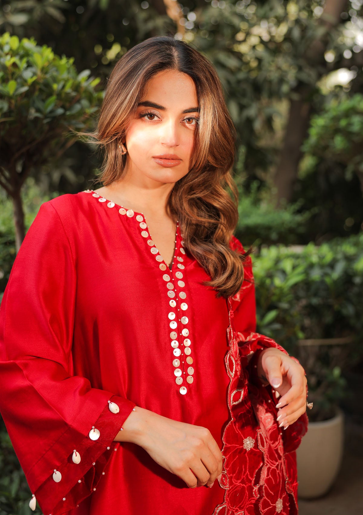 Crimson A-line Kurta Set