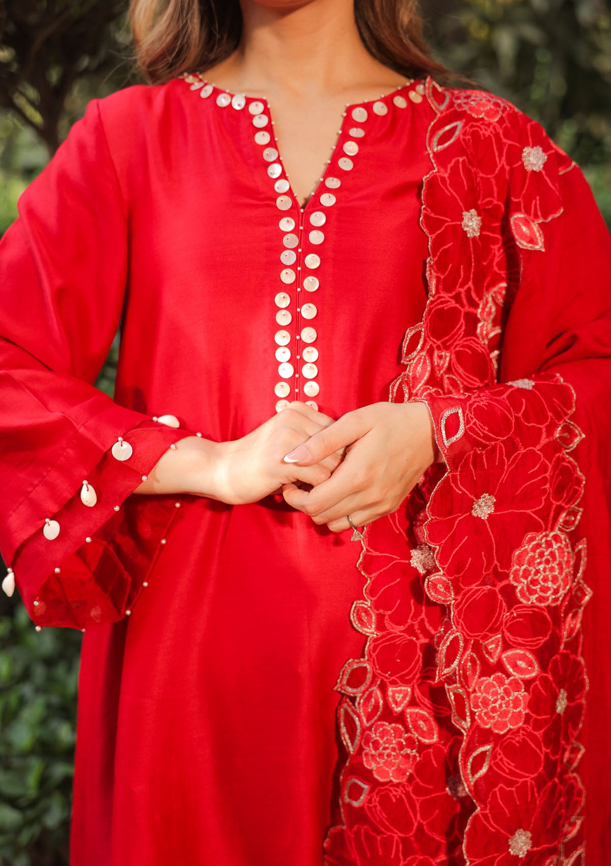 Crimson A-line Kurta Set