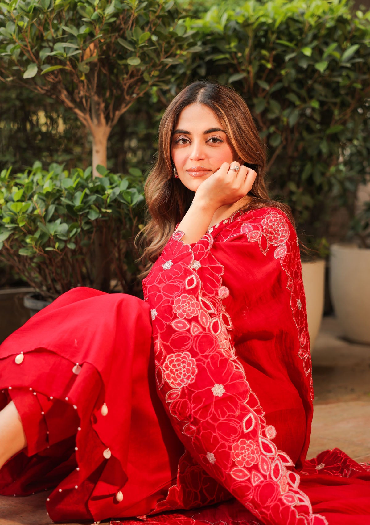 Crimson A-line Kurta Set