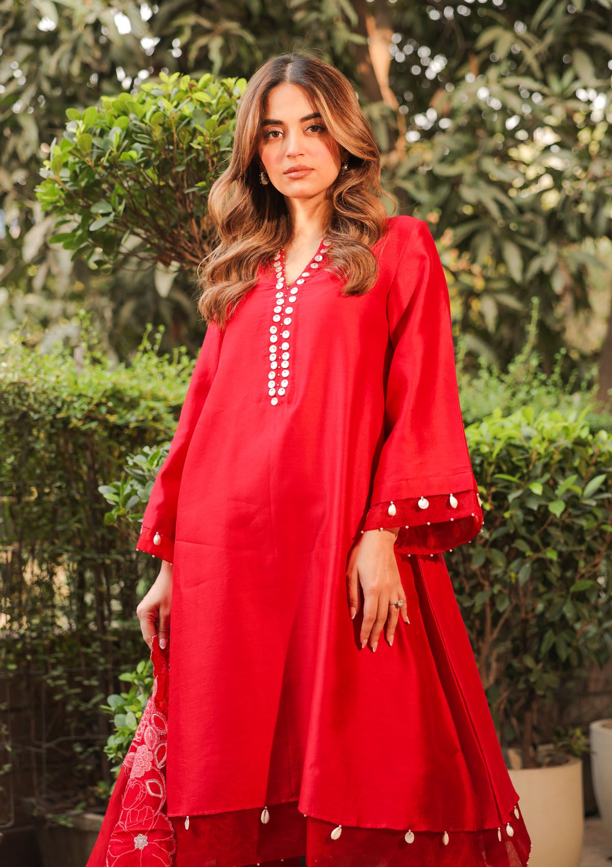 Crimson A-line Kurta Set