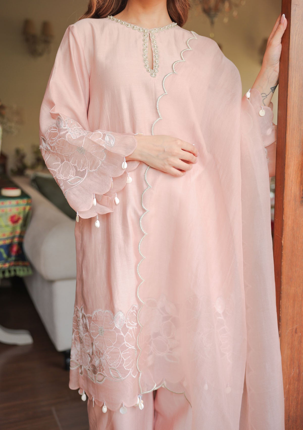 Soha Ali Khan in Blush Applique Kurta Set