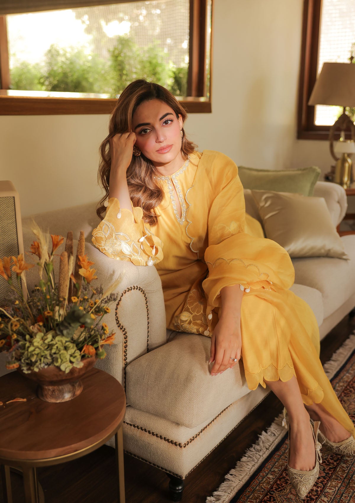 Shehnaaz Gill in Honey Applique Kurta Set