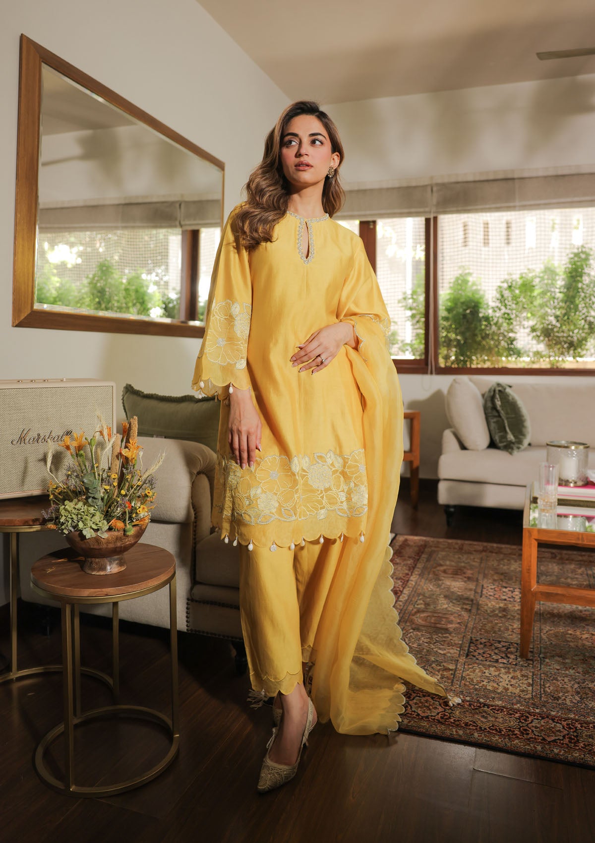 Shehnaaz Gill in Honey Applique Kurta Set