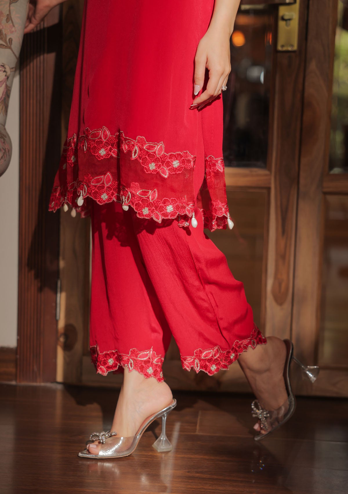 Crimson Applique Tunic Set
