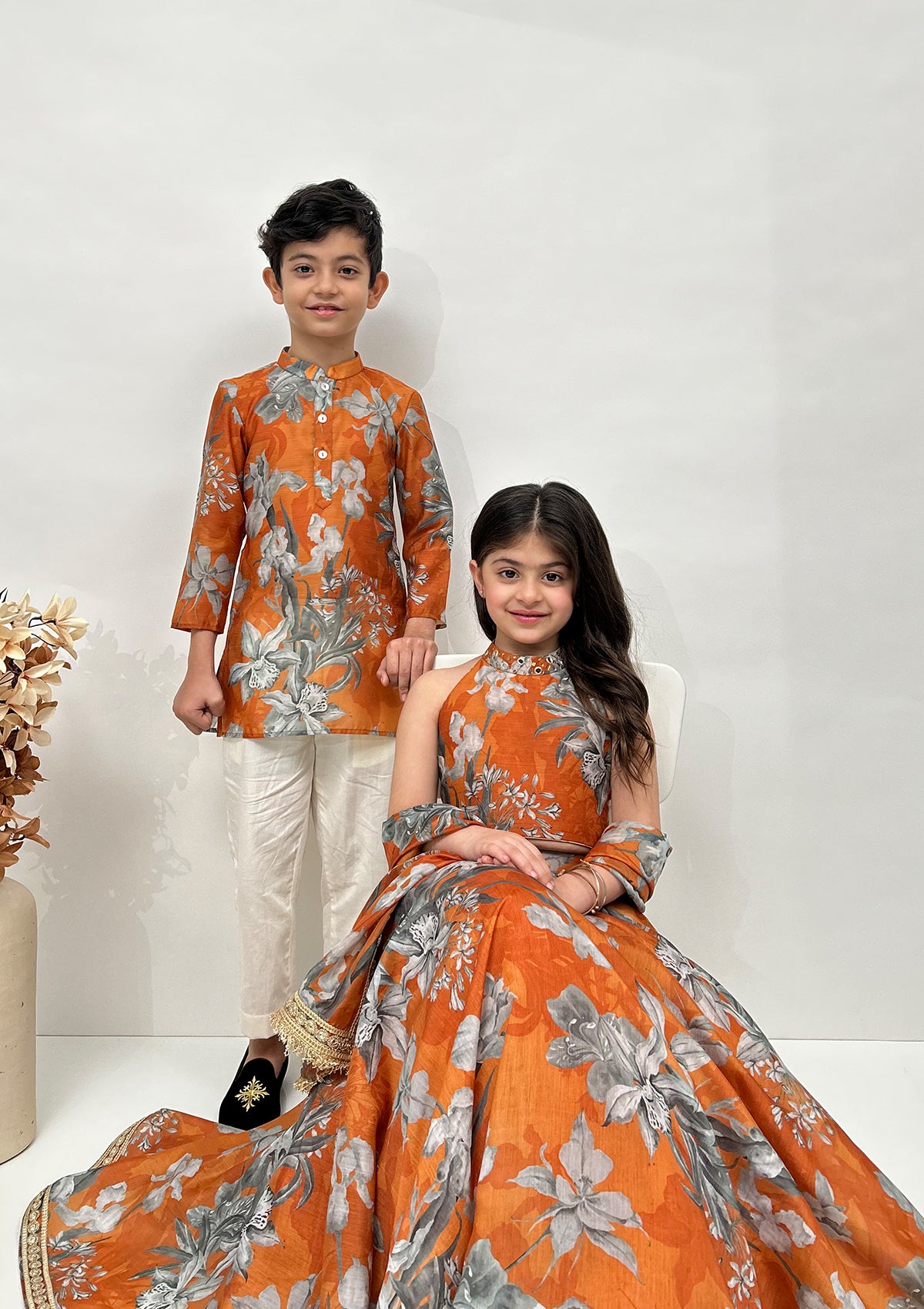 Kids Nur Saffron Lehenga Set