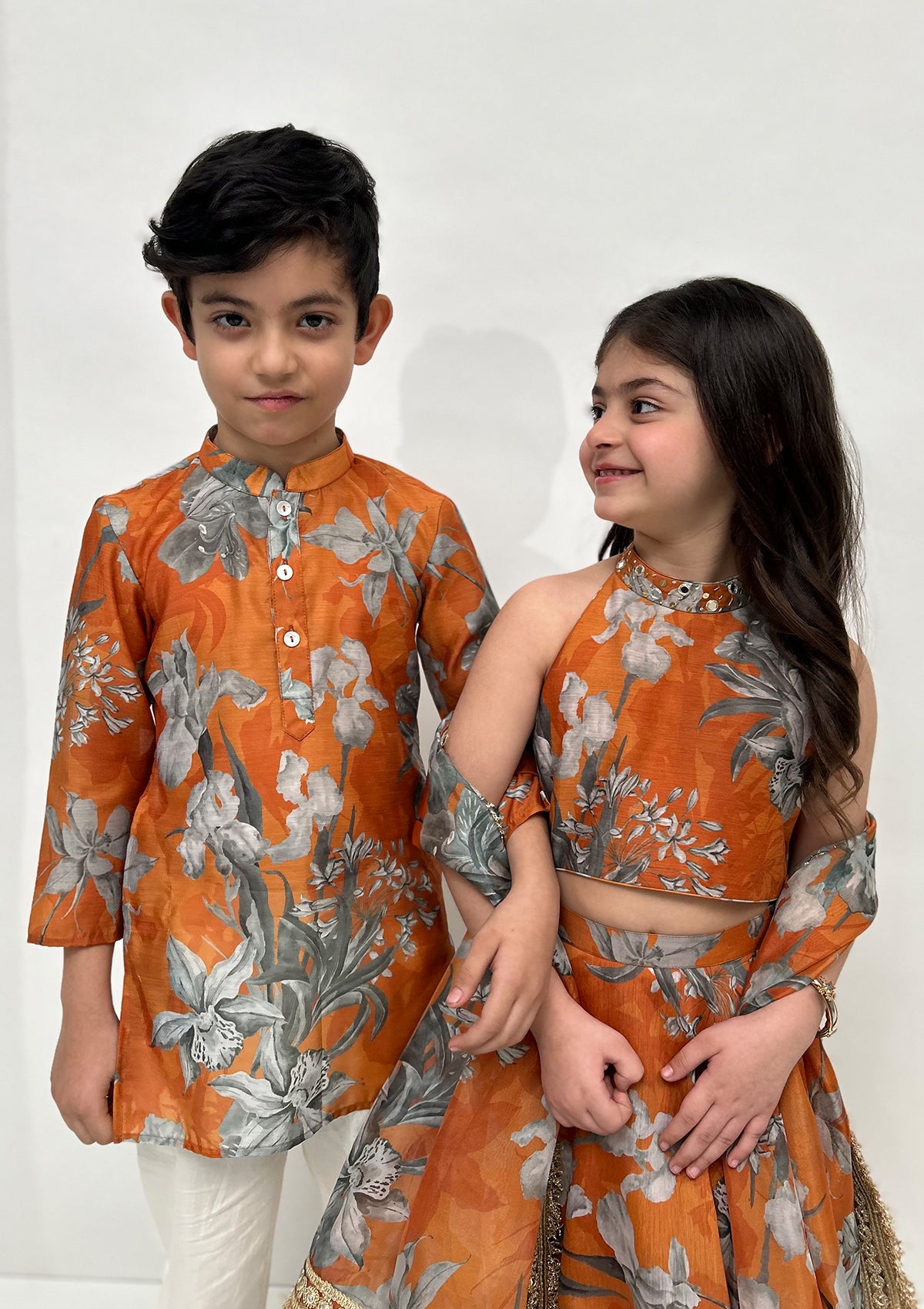 Kids Nur Saffron Lehenga Set