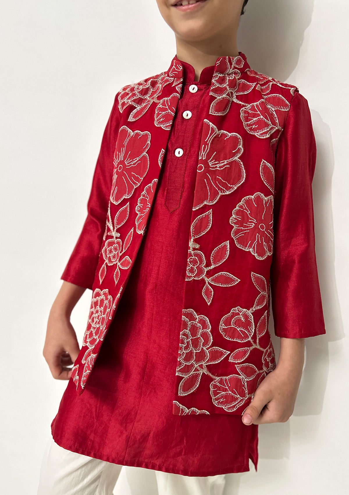 Kids Red Jaal Bundi Set