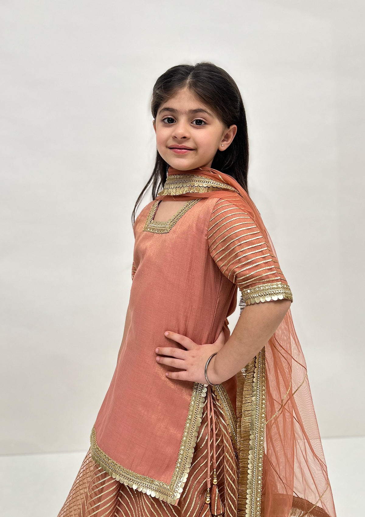 Kids Blush Gota Lehenga Set
