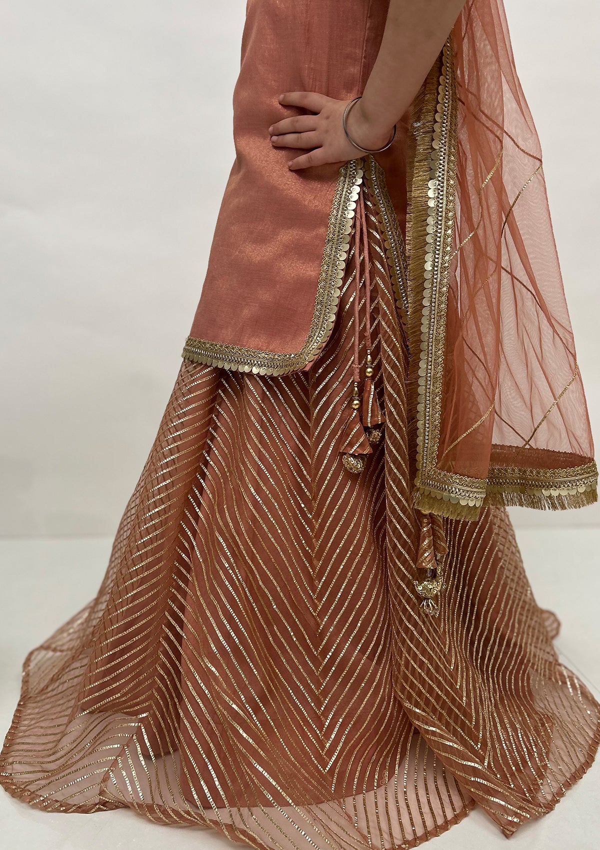 Kids Blush Gota Lehenga Set
