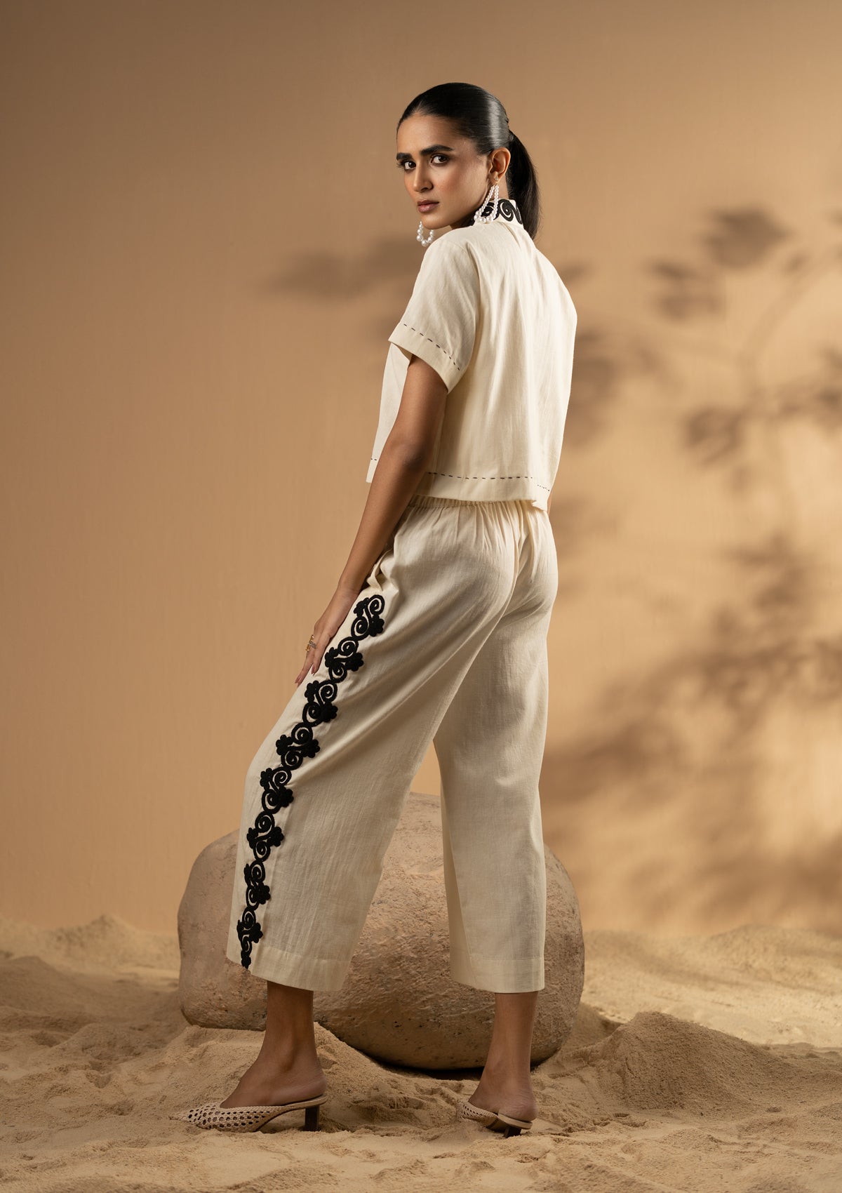 Ivory Lace Cropped Co-ord Set