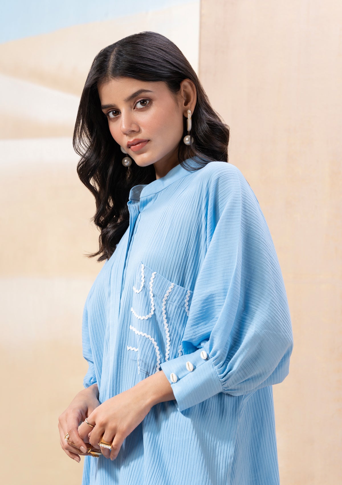 Mitali Wadhwa in Powder Blue Wave Kurta Set