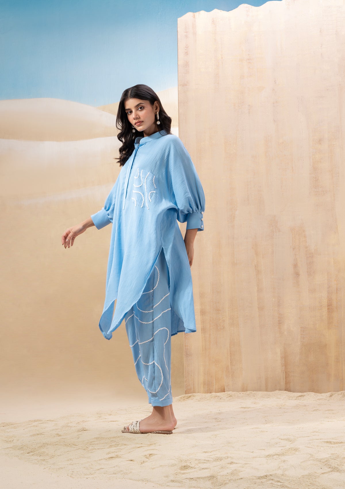 Mitali Wadhwa in Powder Blue Wave Kurta Set