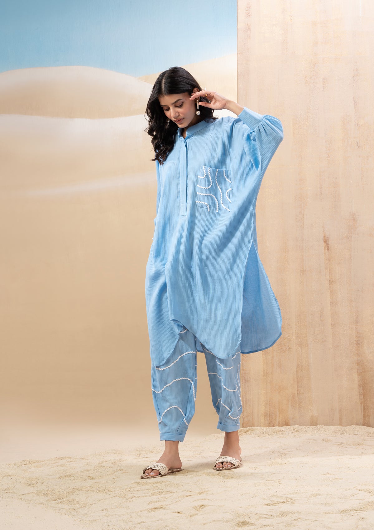 Mitali Wadhwa in Powder Blue Wave Kurta Set