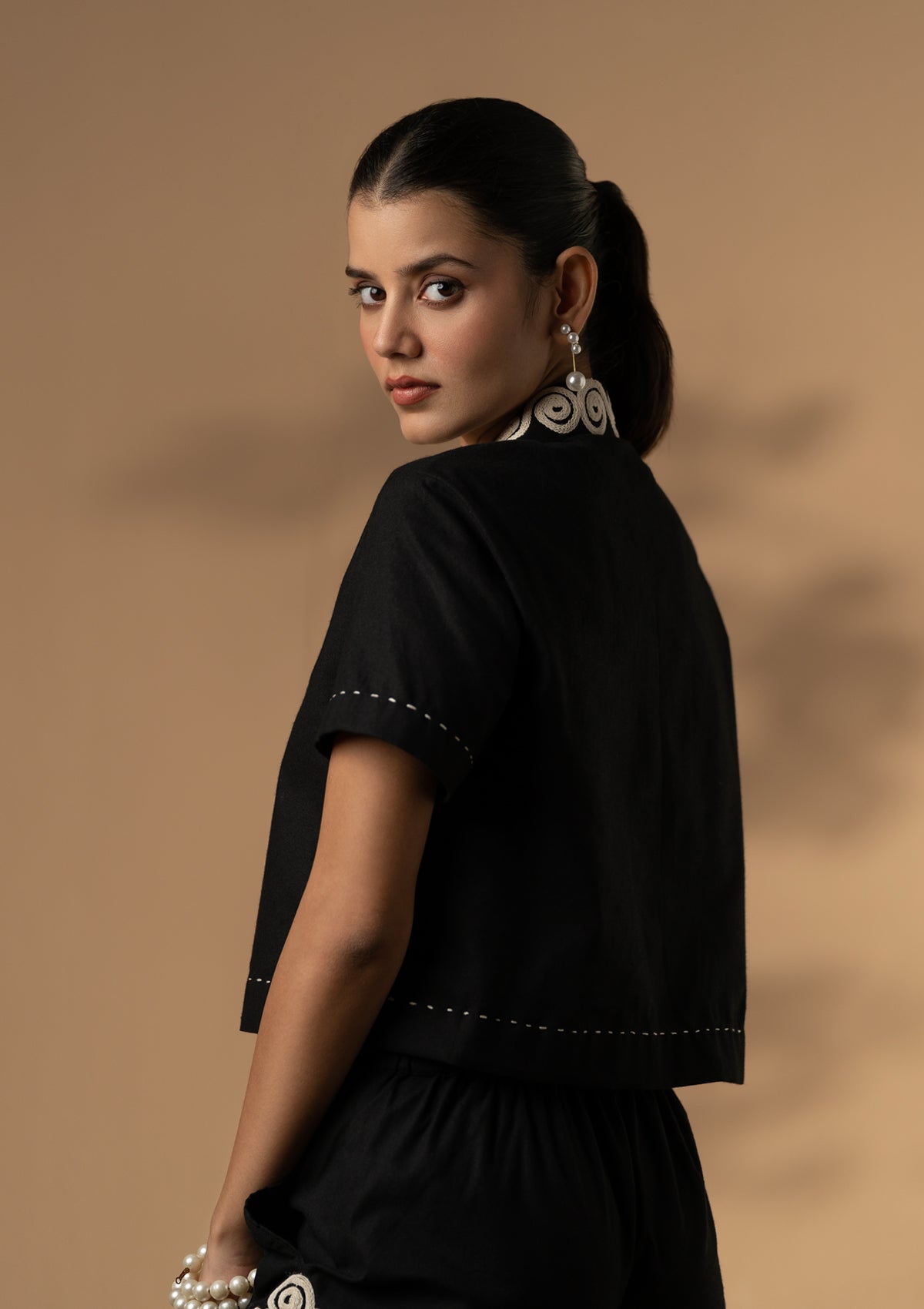 Coal Lace Cropped Co-ord Set