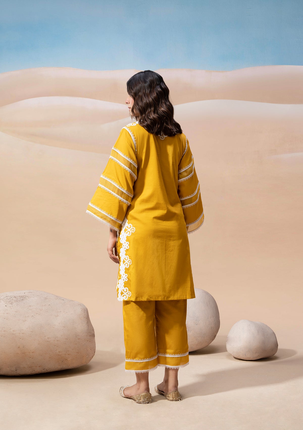 Amber Lace Applique Kurta Set