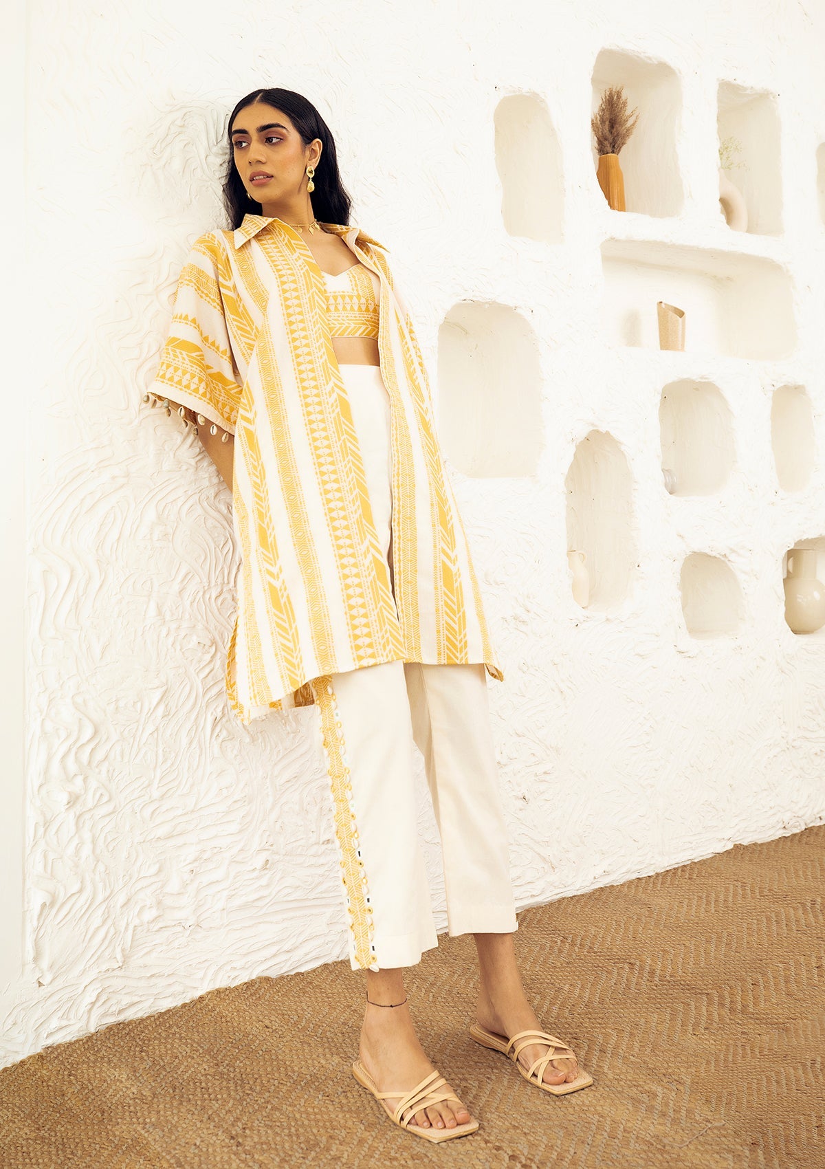 Amber Kaftan Overlay Trio Set