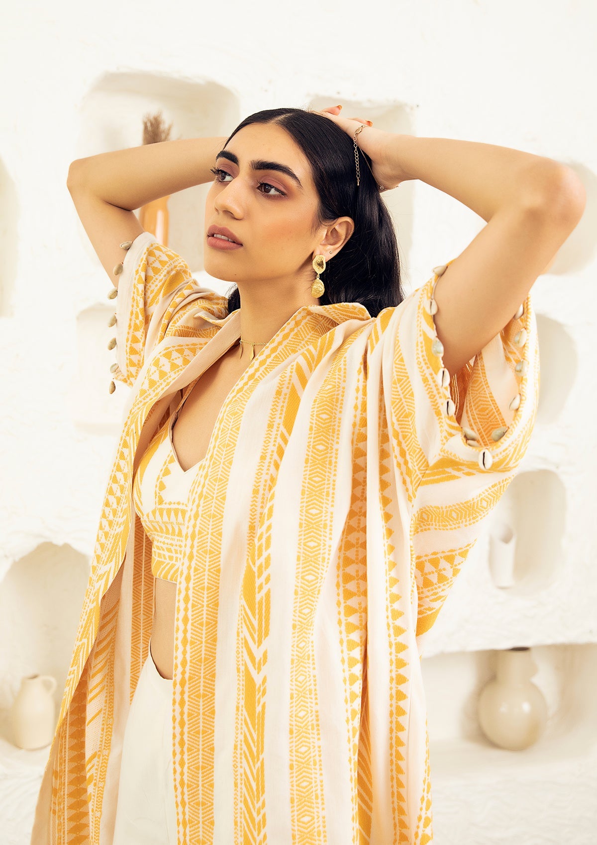 Amber Kaftan Overlay Trio Set