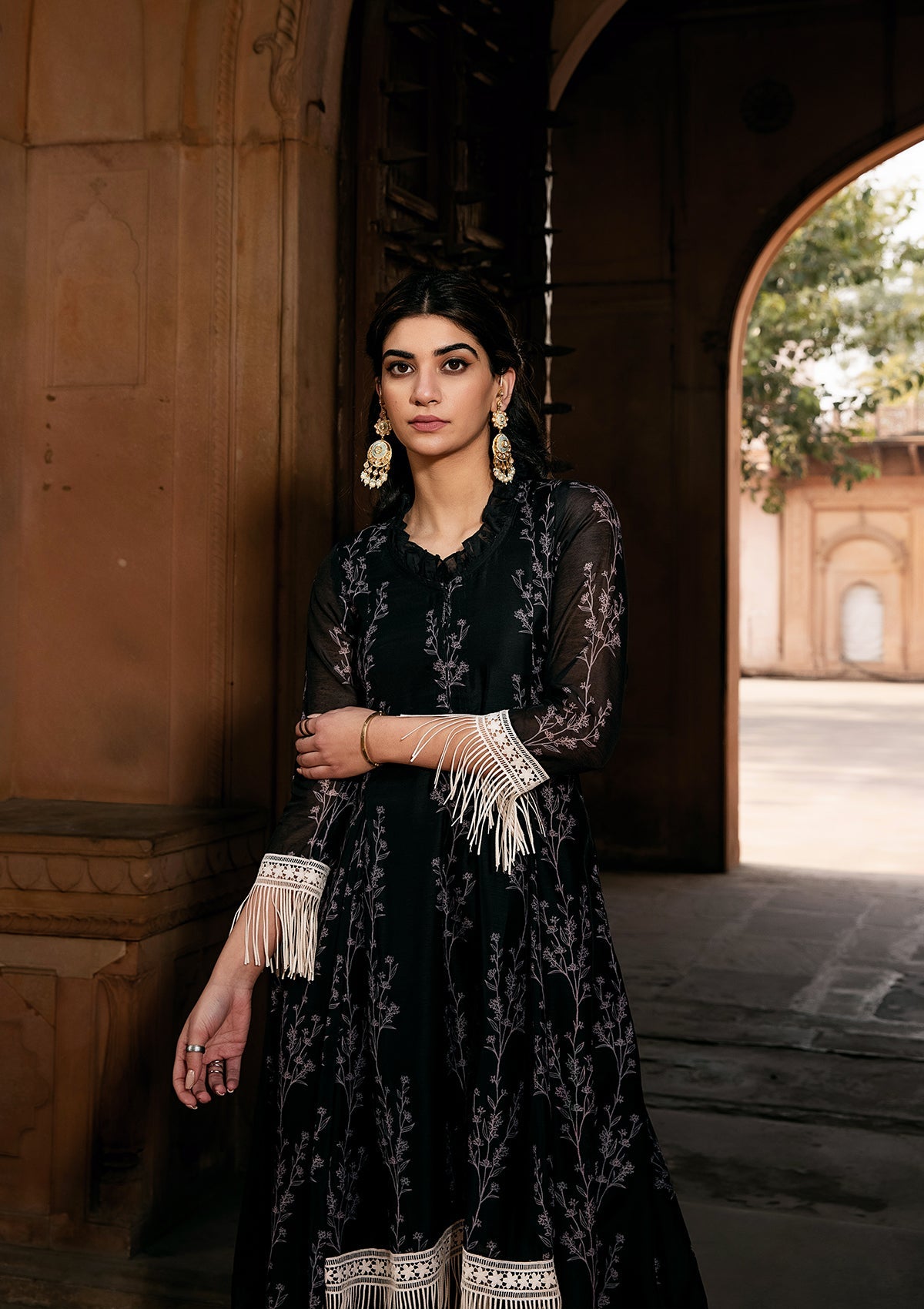 Asmira Black Fringe Kurta Set
