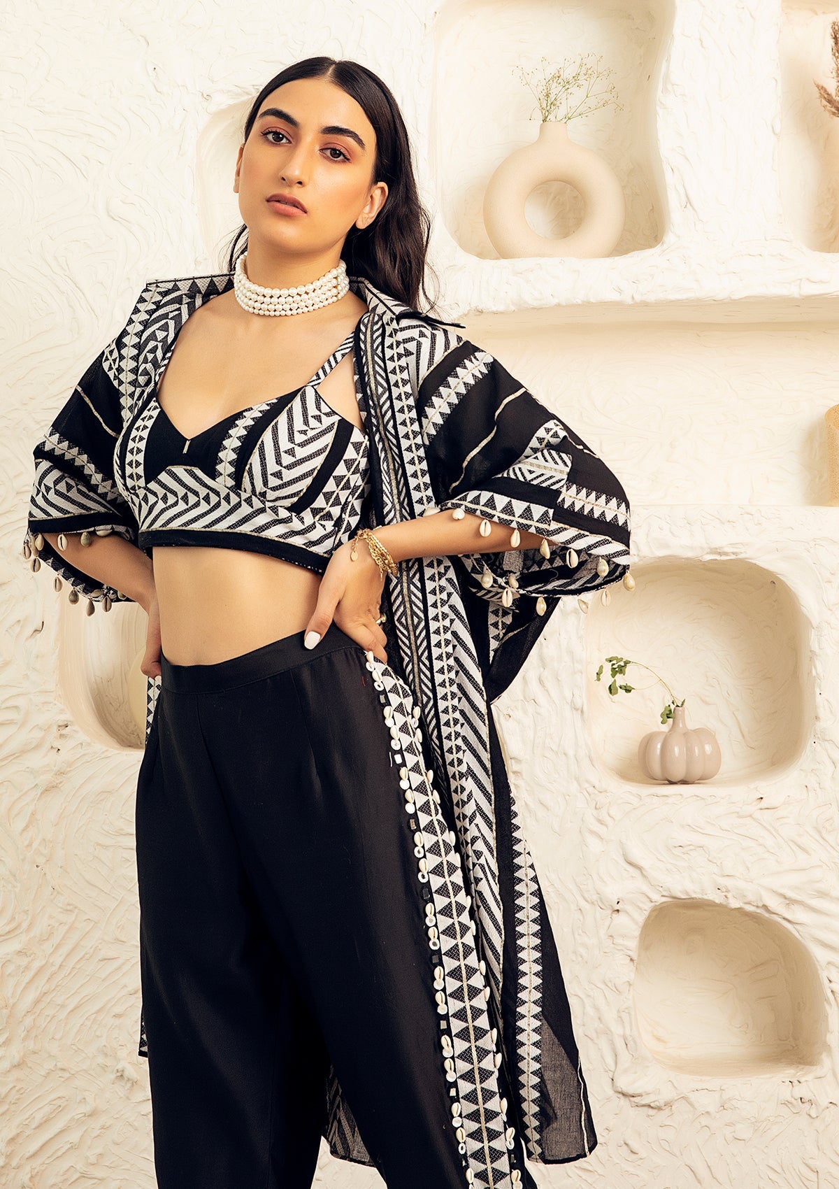Coal Kaftan Overlay Co-ord Set
