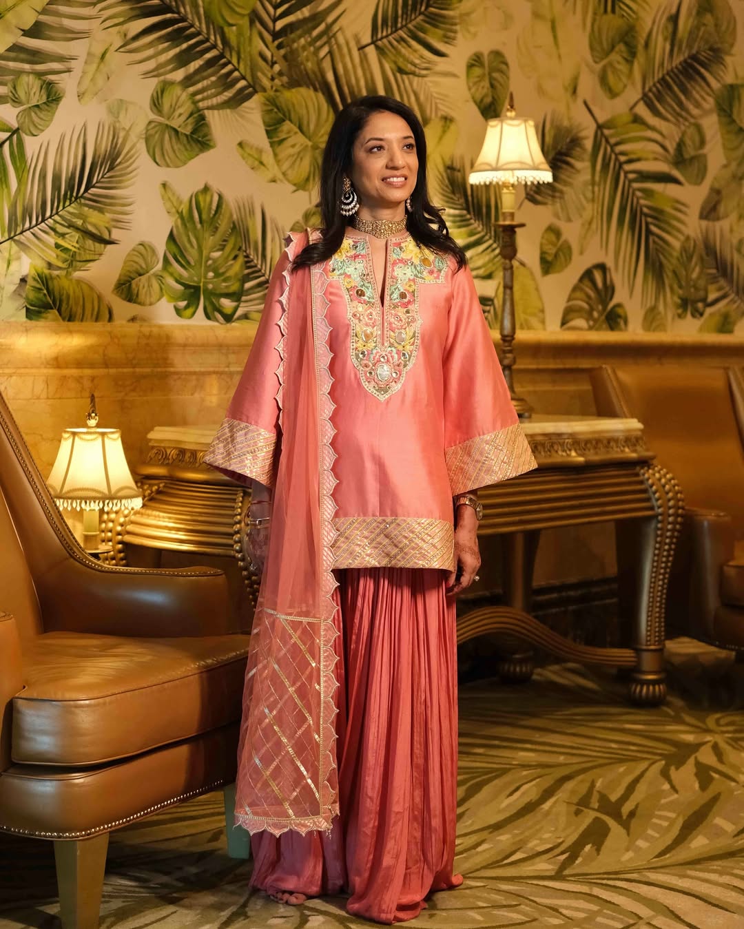 Blush Coral Embellished Sharara Set