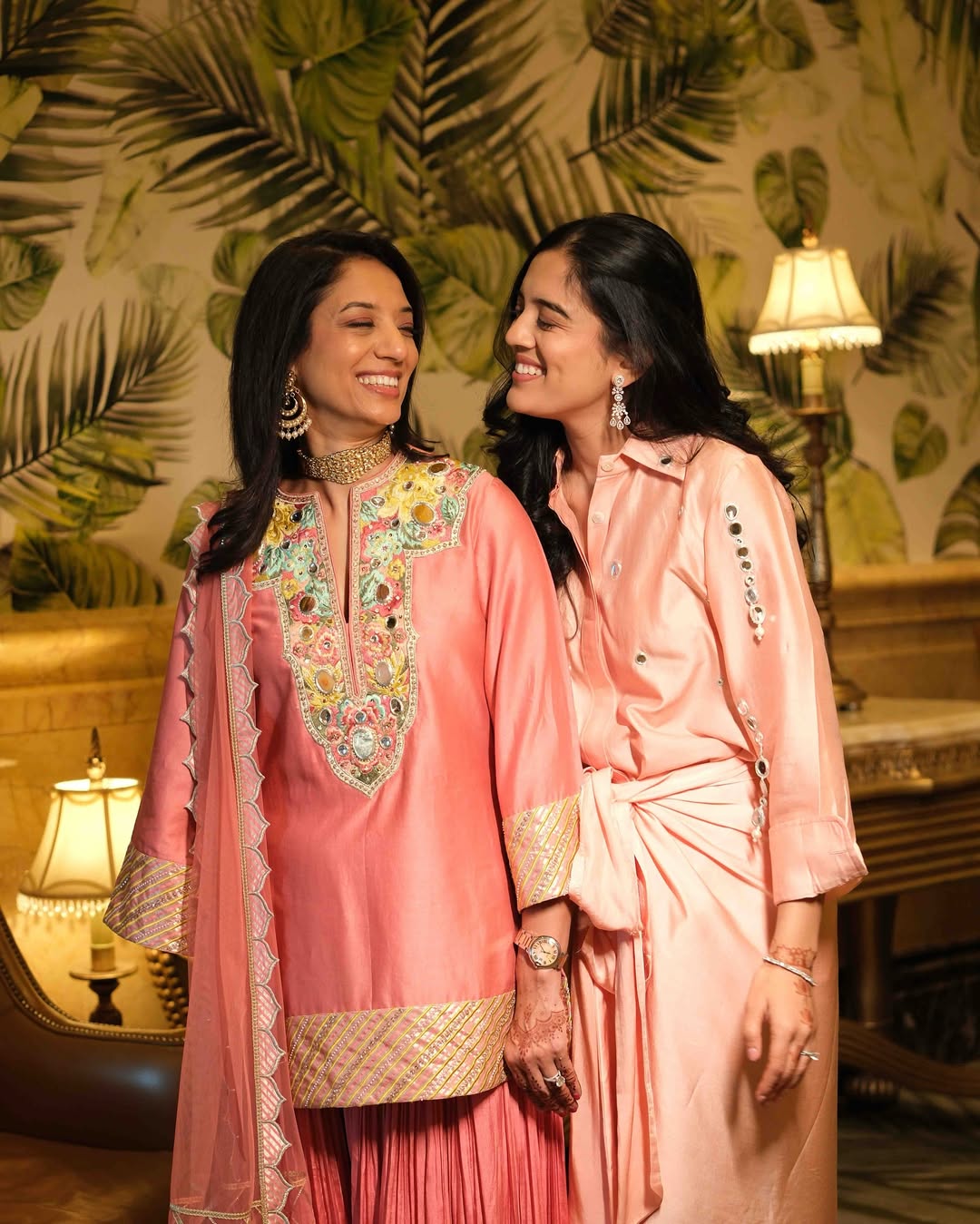Blush Coral Embellished Sharara Set