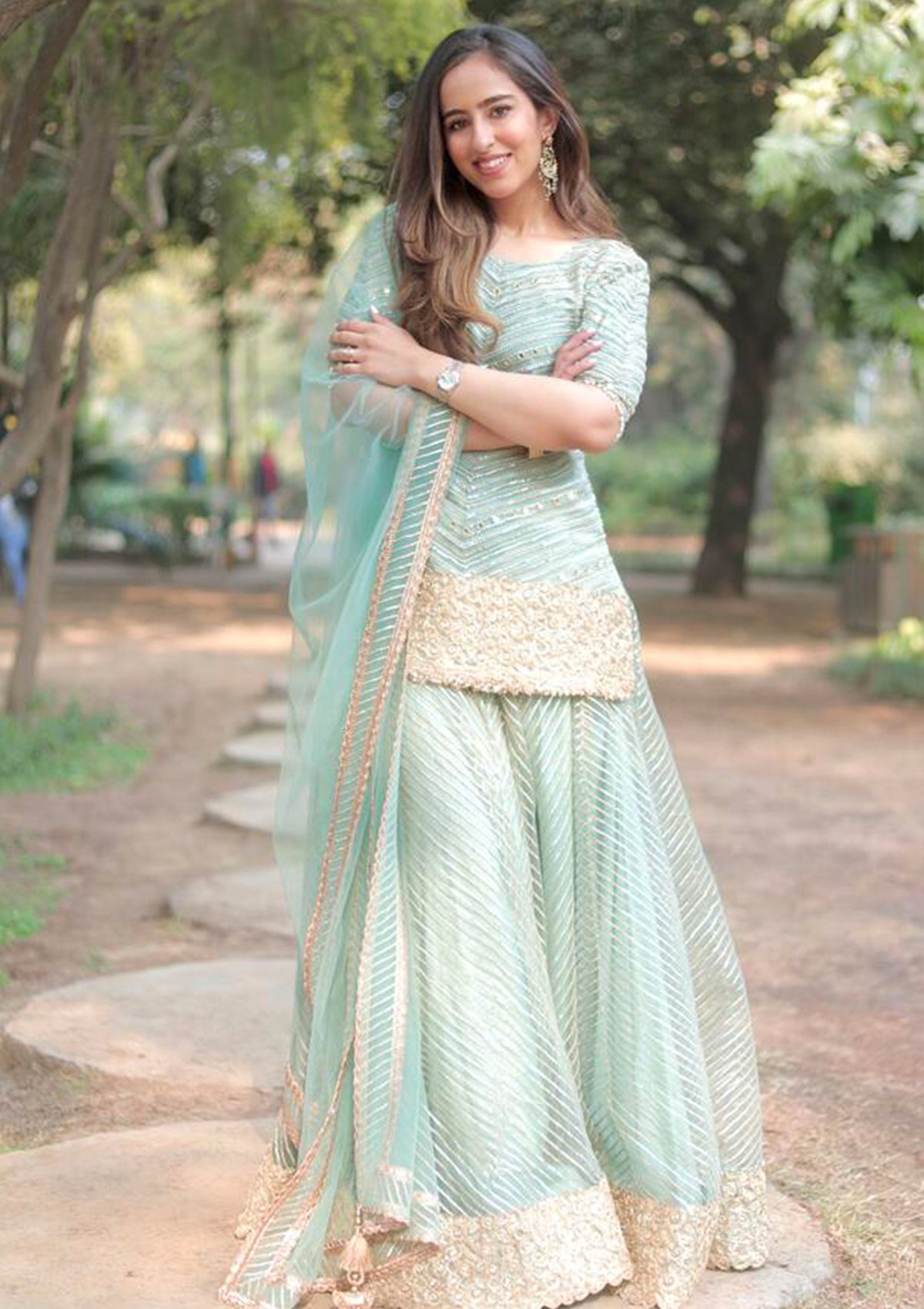 Gota Aqua Sharara Set - Seeaash