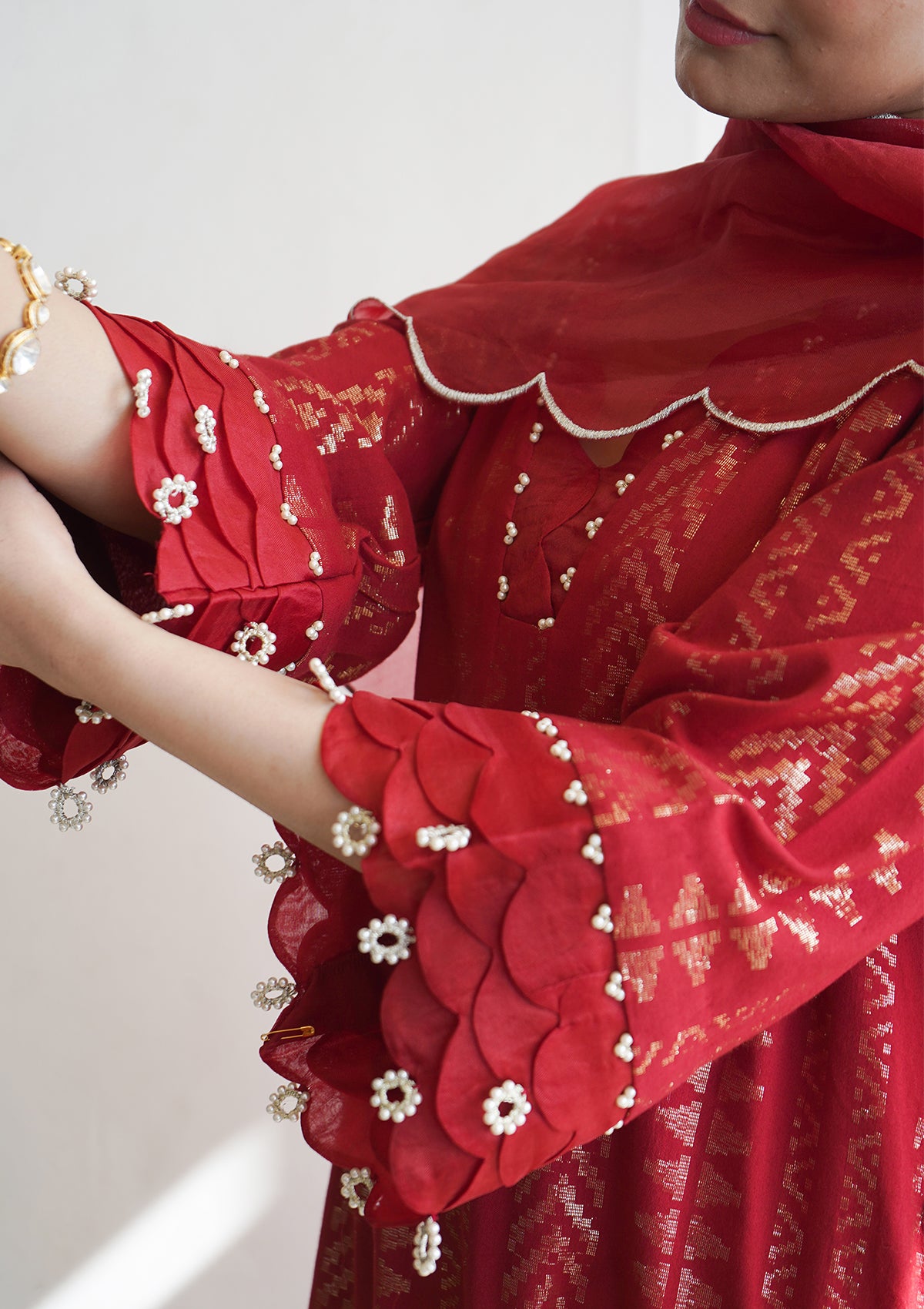 Ruby Scalloped Kurta Set - Seeaash