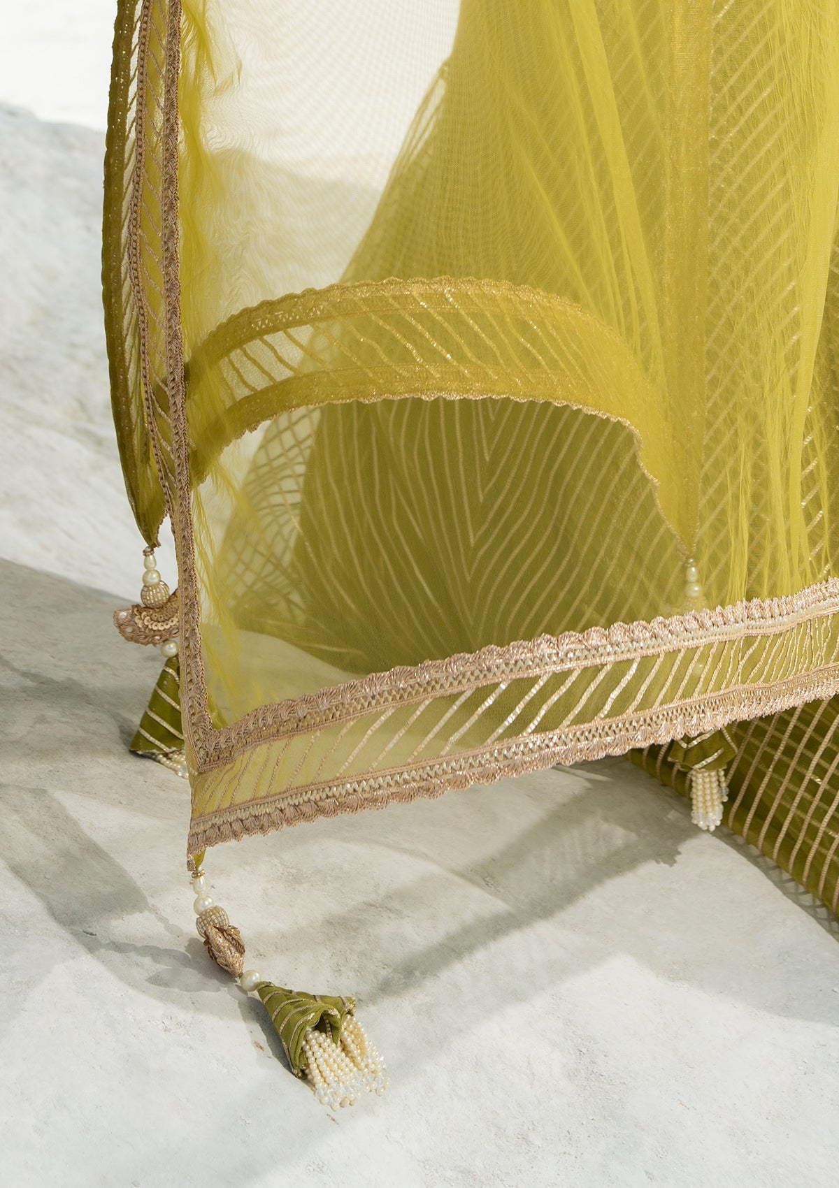 Gota Olive Sharara Set - Seeaash
