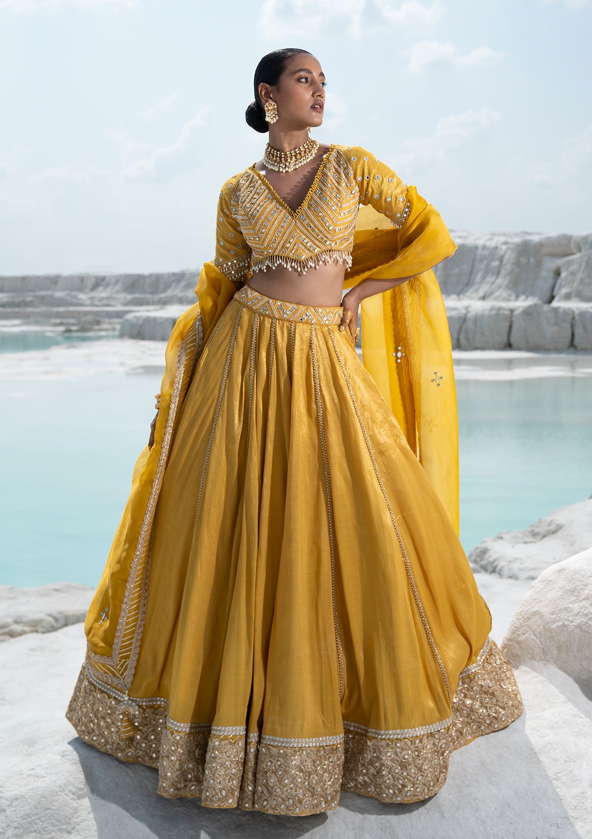 Gota Amber Lehenga Set - Seeaash