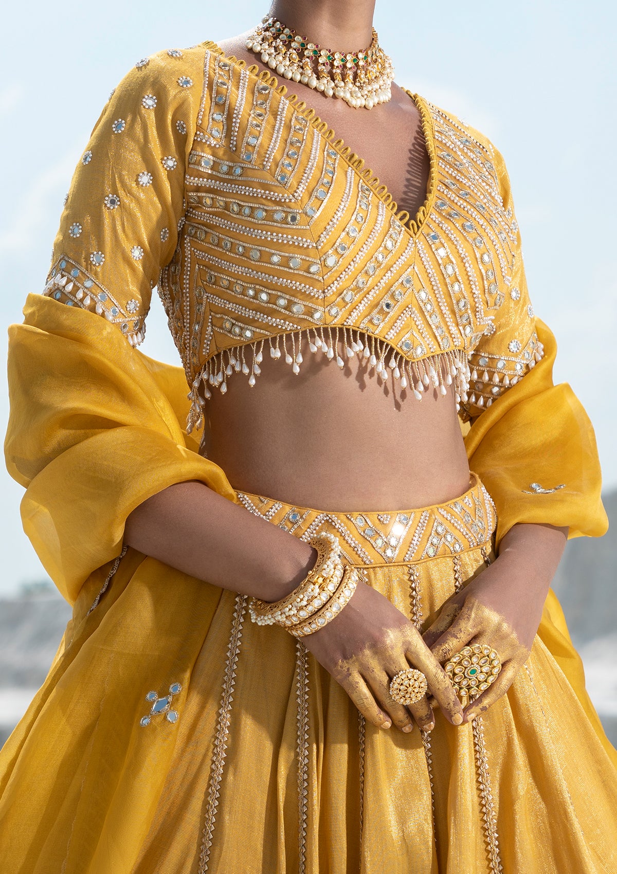 Gota Amber Lehenga Set - Seeaash