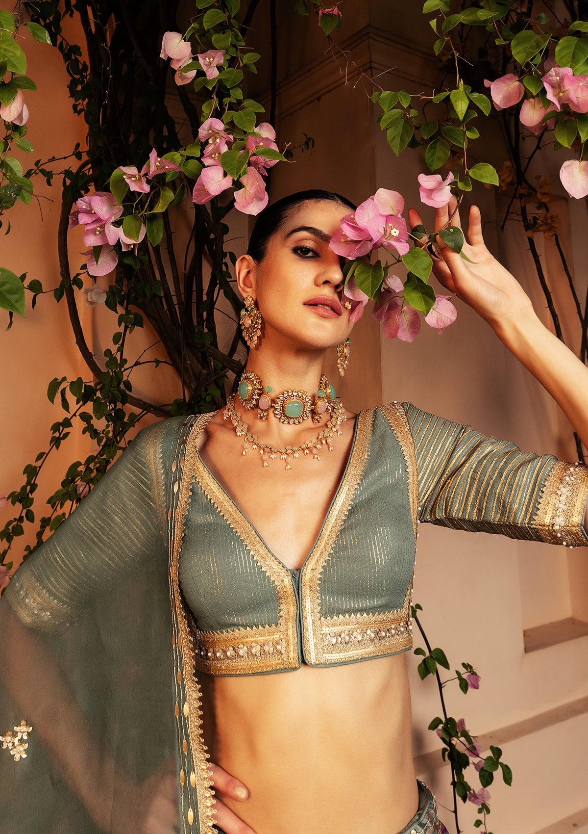 Masoom Minawala in Nazreen Teal Lehenga Set - Seeaash