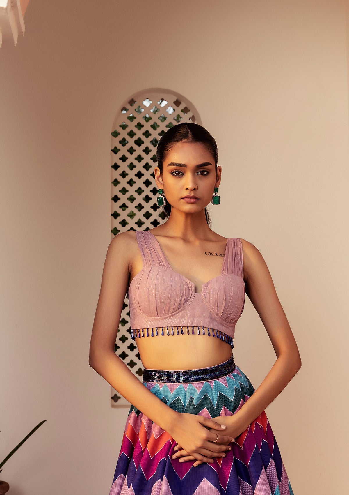Leher Multi Colored Lehenga Set - Seeaash