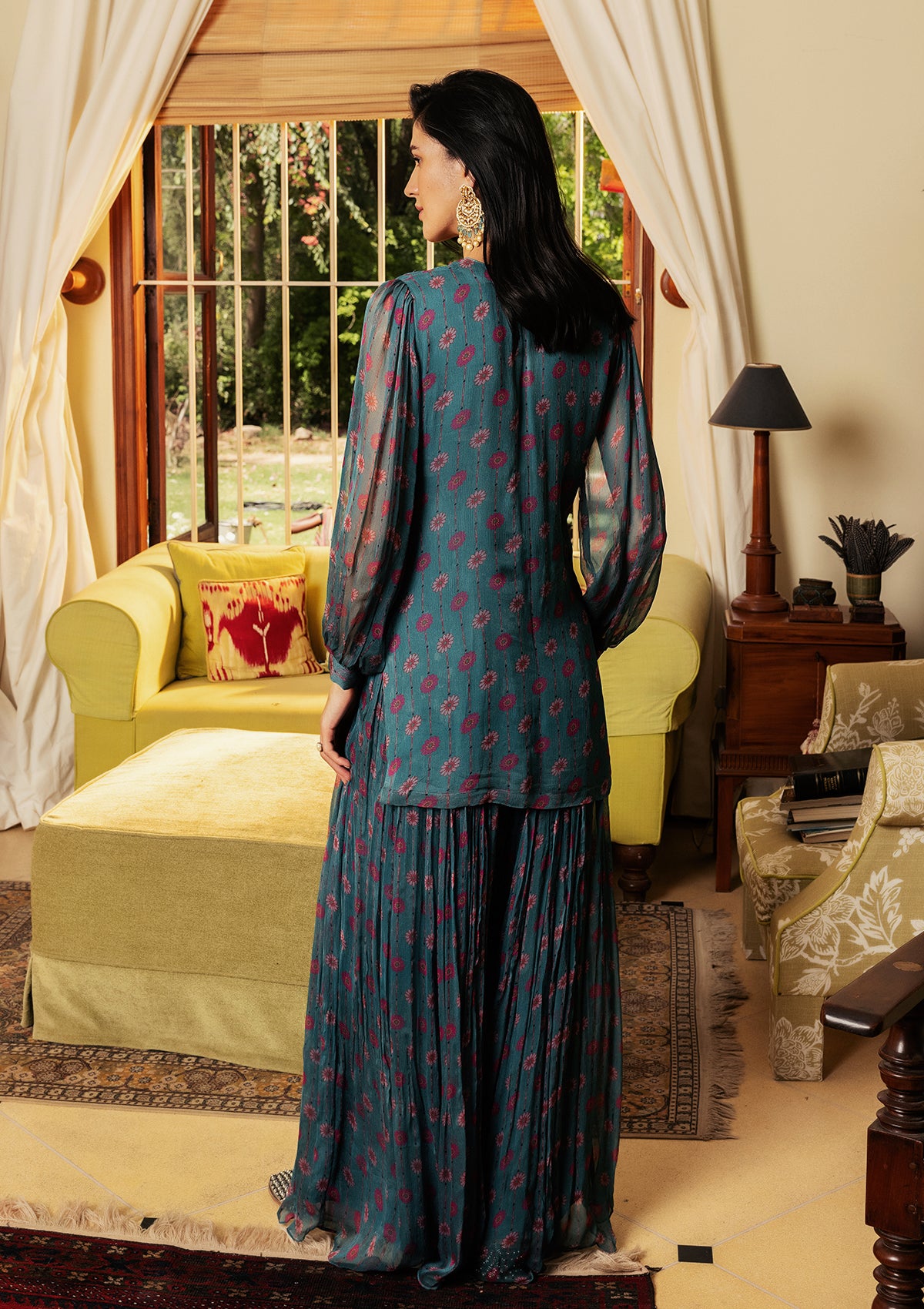 Nazreen Teal Sharara Set - Seeaash