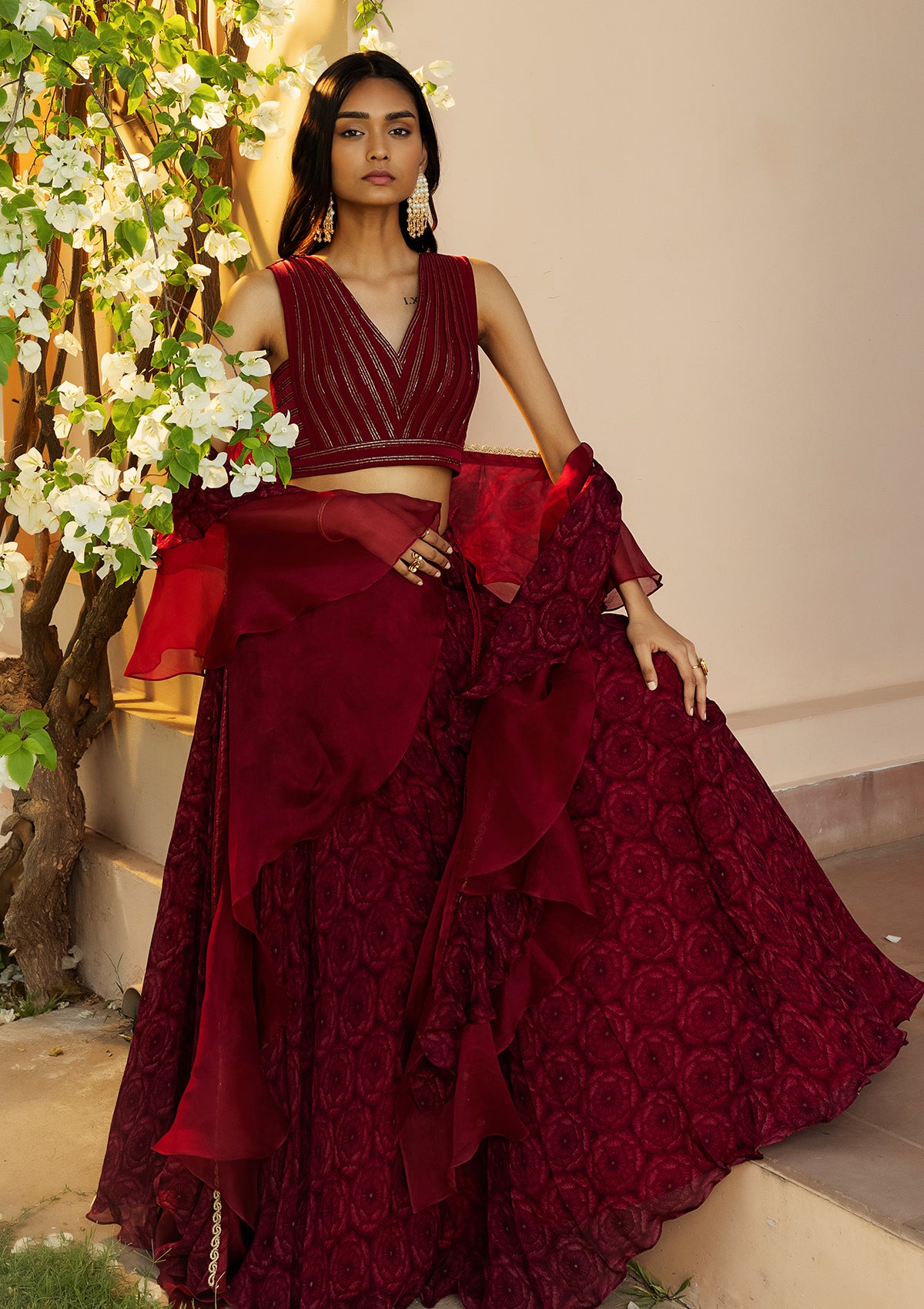 Bahaar Ruby Lehenga Set - Seeaash