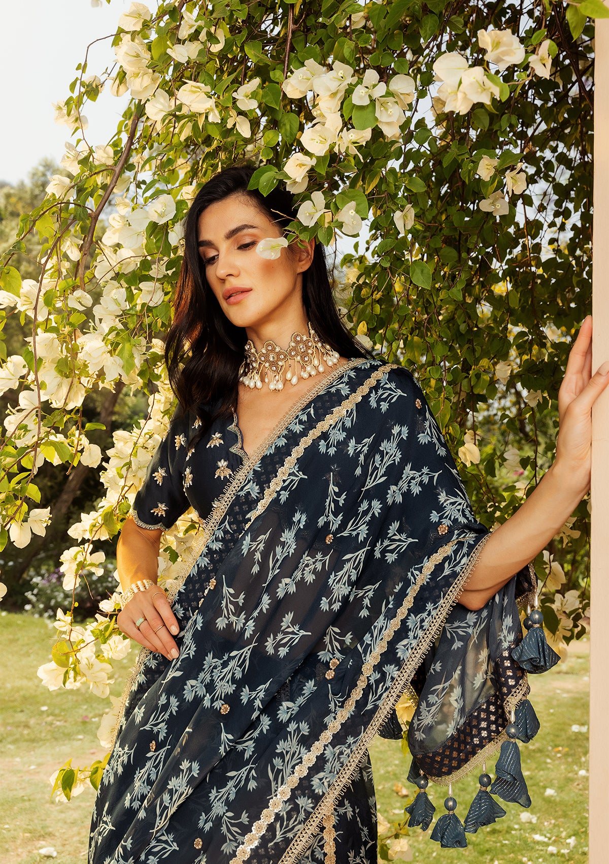 Asmira Indigo Scalloped Lehenga Set - Seeaash