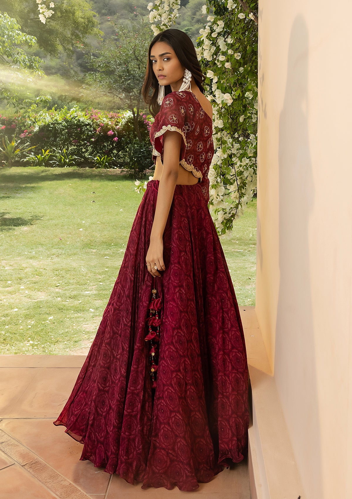 Bahaar Ruby Off-Shoulder Lehenga Set - Seeaash