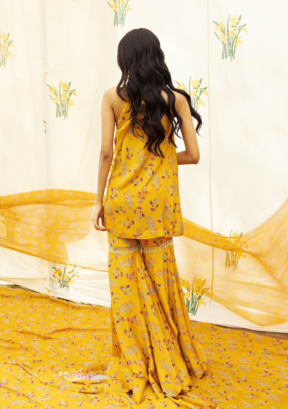 Asmira Amber Halter Sharara Set - Seeaash